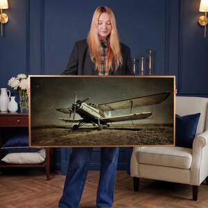 Vintage Airplane Canvas Print, Rusty Aircraft Aviation Art