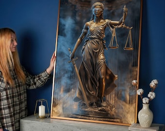 Lady Justice Canvas Wall Art, Themis Statue Law Office Decor, Ready to Hang Print