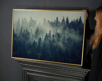 Foggy Forest Canvas Art Print: Misty Mountain Nature Wall Decor