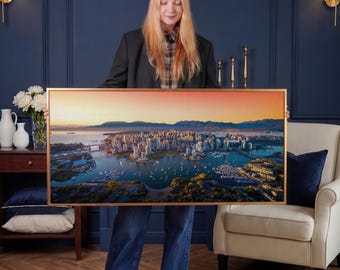 Vancouver Skyline Canvas Art, Canada Cityscape Sunset Home Decor