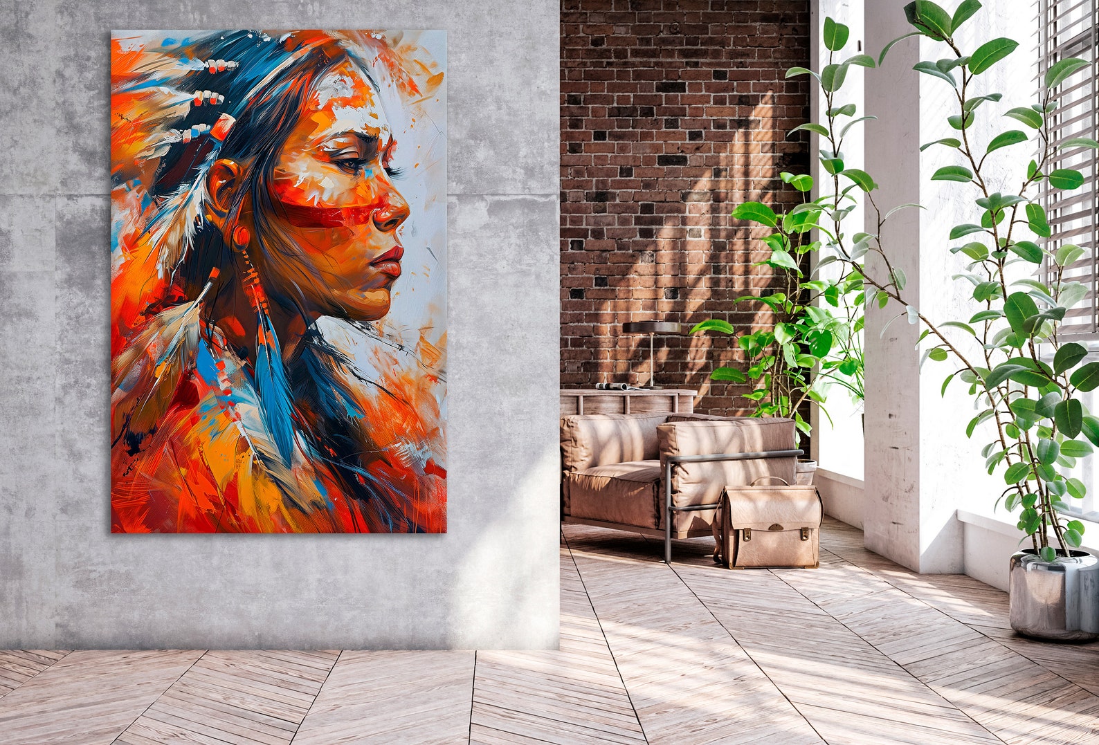 Native American Indian Wall Art Decor Pop Art Wall Art Large Indian