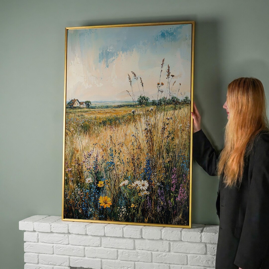 Framed Photo Rural Area Serene Rural Landscape Framed Canvas Print – Country Charm Wall Art ...
