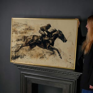 Horse Racing Jockey Canvas Art Print – Dynamic Equestrian Sport Decor Poster