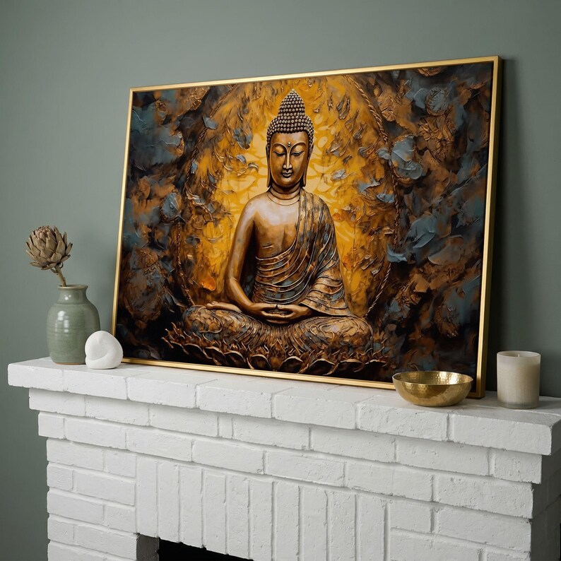 Gold Buddha Canvas Wall Art: Abstract Meditation Yoga Decor - Etsy