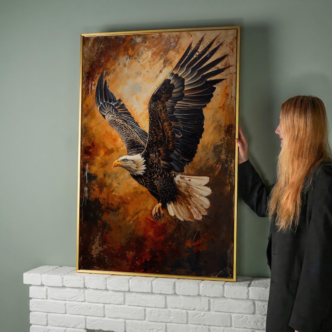 American Bald Eagle Canvas Print: Soaring Bird of Prey Wall Art Decor ...