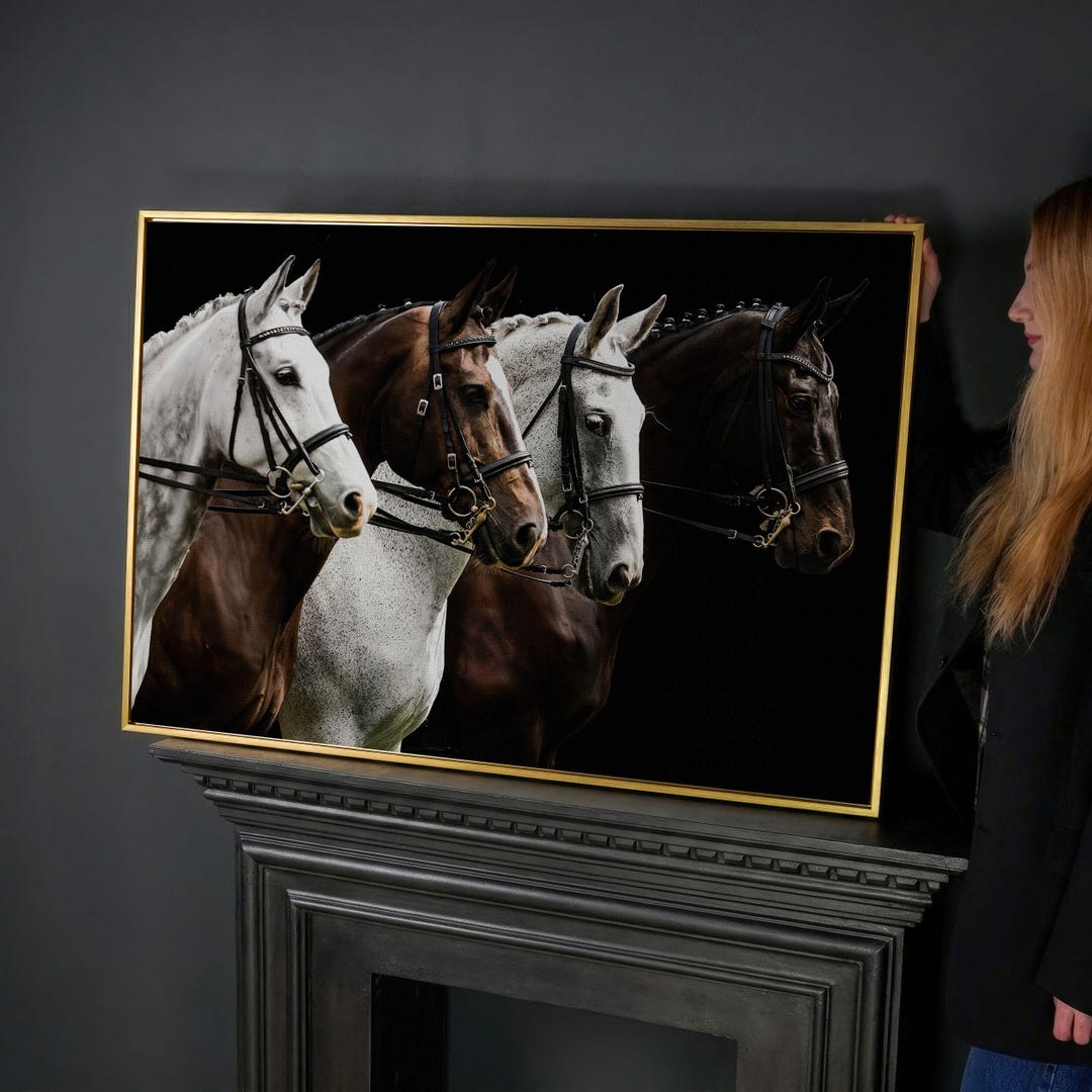 Graceful Horses Canvas Wall Art Equestrian Print – Black White Brown ...