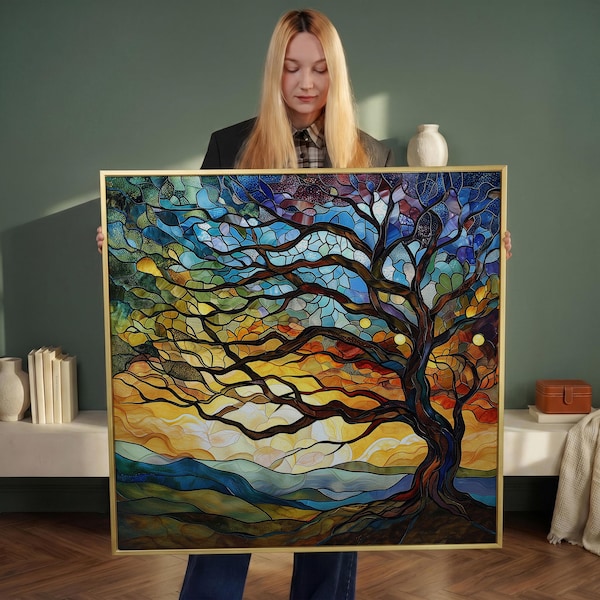 Mosaik Baum des Lebens Leinwand Kunst, spirituelle Meditation Dekor