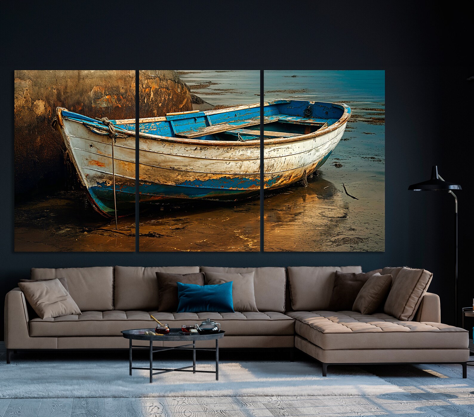 Old White Boat on the Beach Wall Art Decor Coastal Rowboat Close up ...
