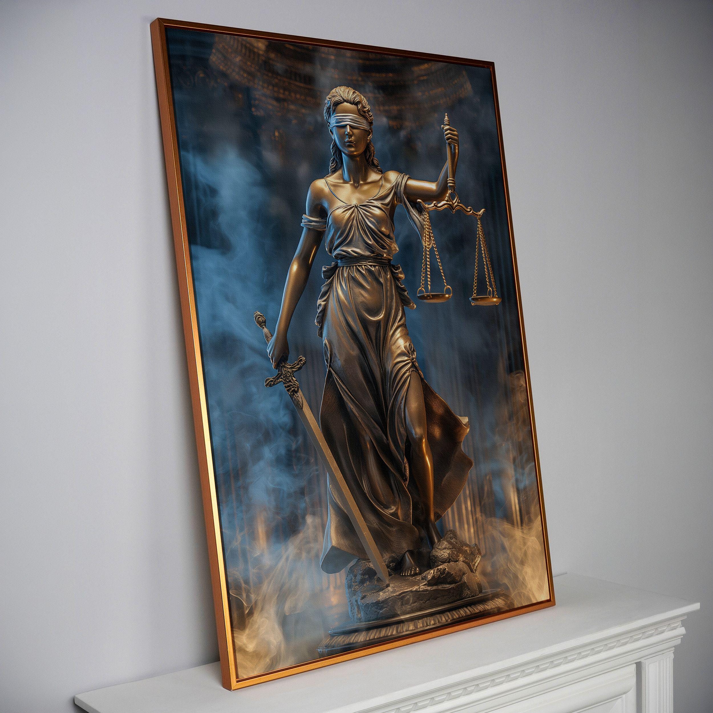 Lady Justice Canvas Wall Art, Themis Statue Law Office Decor, Ready to ...