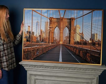 Brooklyn Bridge Canvas Wall Art: NYC Cityscape Print, Ready to Hang