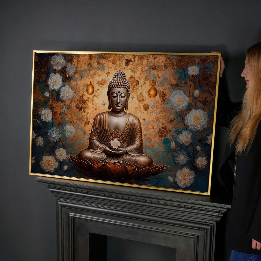 Buddha Mantra Canvas Print: Asian Wall Art for Yoga Studio, Meditation ...