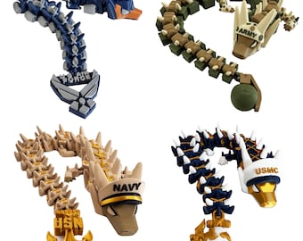 Dragão do Exército, Dragão da Marinha, Dragão da Força Aérea ou Dragão da Marinha | Brinquedo Fidget Articulado | Presente Impresso em 3D