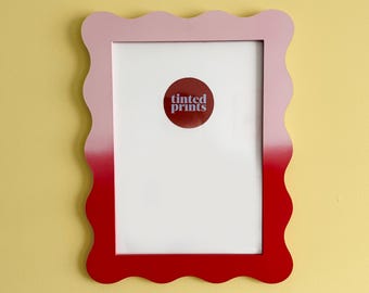 Wavy Picture Frame A4 | Ombre Pink Red | Free Shipping Australia | Gallery Wall Frame | Unique Home Decor Gift | Australian Made