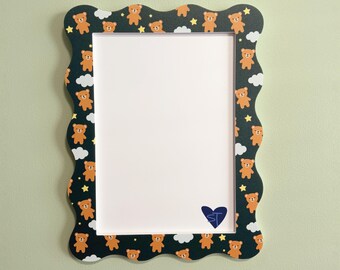Kids Wavy Picture Frame A4 | Starry Teddy Print | Free Shipping Australia | Gallery Wall Frame | Unique Home Decor Gift | Australian Made