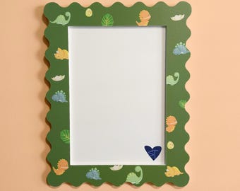 Kids Wavy Picture Frame A4 | Dinosaur Garden Print | Free Shipping Australia | Gallery Wall Frame | Unique Home Decor Gift |Australian Made