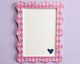 Kids Wavy Picture Frame A4 | Pink Harlequin Rainbow | Free Shipping Australia | Gallery Wall Frame | Unique Home Decor Gift |Australian Made