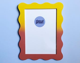Wavy Picture Frame A4 | Ombre Yellow Pink | Free Shipping Australia | Gallery Wall Frame | Unique Home Decor Gift | Australian Made