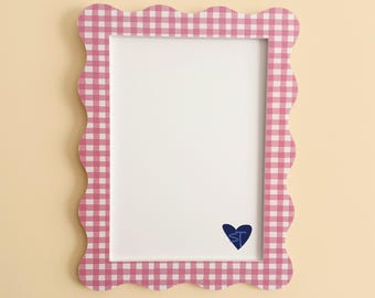 Pink Gingham Wavy Picture Frame | A4 Gallery Wall Decor (Australian Made)