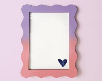 Wavy Picture Frame A4 | Ombre Pink Purple | Free Shipping Australia | Gallery Wall Frame | Unique Home Decor Gift | Australian Made