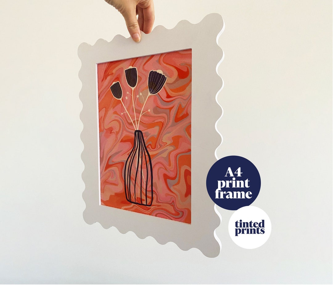 A4 Squiggle WHITE Wavy Frame Funky Maximalist Colour Home Decor Etsy