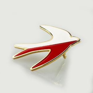 Swallow Pin with Polish Flag Colors, Red and White Bird Badge, Symbol of Freedom and Hope, Polish Heritage Lapel Pin, Gift for Poland Lovers