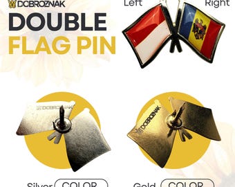 Pin personalizado de doble bandera de 17,5 x 25 mm, pin de solapa con la bandera del país, broche de bandera de latón, regalo patriótico personalizado, recuerdo de viaje, insignia de dos banderas