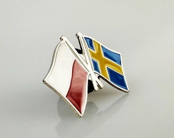 Pin de doble bandera de Polonia y Suecia, pin de solapa con bandera, insignia de banderas cruzadas esmaltadas, regalo diplomático, recuerdo de viaje de la UE, relaciones internacionales