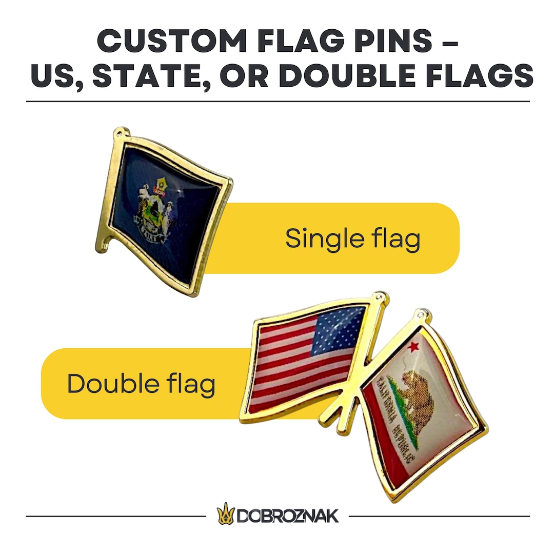 Custom USA & State Crossed Flag Pin, Custom Double Flag Lapel Pin ...