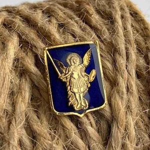Kyiv Archangel Michael Pin, Ukrainian Lapel Badge, Travel Gift from Ukraine, Patriotic Symbol Brooch, Kyiv Souvenir for Backpack or Hat