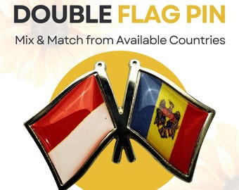 Pin de solapa con doble bandera personalizado, insignia de latón con bandera cruzada, elige cualquier país, pin de amistad, regalo para viajeros, pin de banderas del mundo