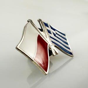 USA and Greece Double Flag Pin Badge, Greek and American Flags Lapel Pin, Enamel Flag Pin for Suit, Jacket, Backpack, Patriotic Gift