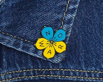 Enamel Pin No War in Blue and Yellow Colors, Ukrainian Patriotic Lapel Pin, Patriotic Badges, Stand with Ukraine Lapel Pin