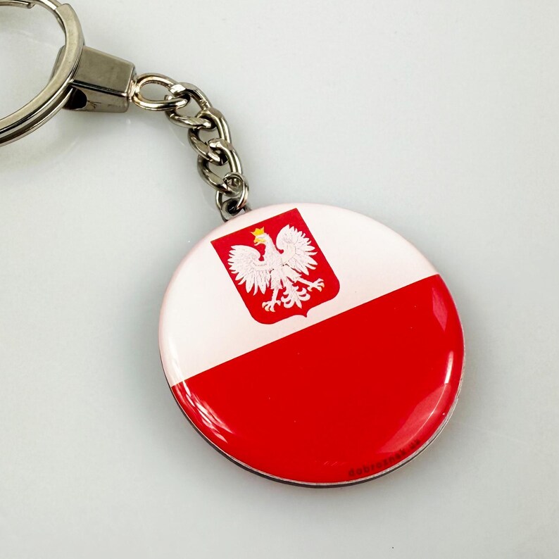 Poland Flag Keychain With Coat of Arms, Polish Patriotic Keyring, Red ...