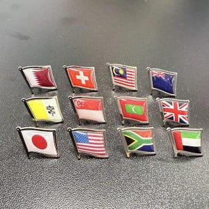 Pin de bandera personalizado, pines de solapa con la bandera de un solo país, broche de bandera de latón, pin patriótico en color plata u oro, regalo de recuerdo de viaje para él.