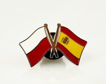 Pin de solapa con banderas cruzadas de España y Polonia - Pin esmaltado de amistad hispano-polaca, pines de doble bandera, insignia de doble bandera nacional, regalo para él.