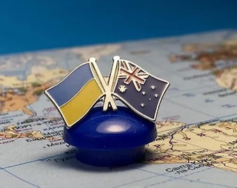 Countries Flags Lapel Pins, Friendship Flags of Ukraine and Australia Pin Badge, Patriotic Gift for Ukrainians Abroad, Flag Pin
