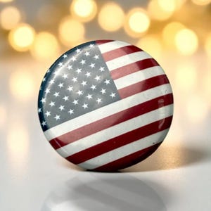 American Flag Button Pin, USA Round Badge, Patriotic Lapel Pin, Red White and Blue Pin, United States Flag Pin, 4th of July Accessory