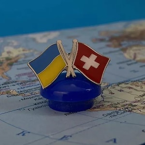 Countries Flag Lapel Pin, Ukraine and Switzerland Lapel Flag Pin, Badges with Flags, Gift for New Citizen, Patriotic Gifts for Friends