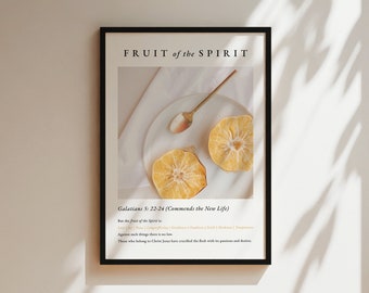 Fruit of the Spirit, Galatians 5, Modern Scripture Bible Verse Print, Bible Verse Poster, Christian Printable Wall Decor, Canvas
