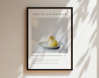 Fruit of the Spirit, Galatians 5, Modern Scripture Bible Verse Print, Bible Verse Poster, Christian Printable Wall Decor, Canvas
