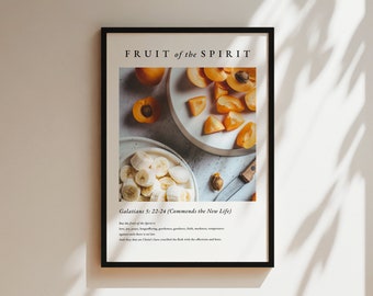 Fruit of the Spirit, Galatians 5, Modern Scripture Bible Verse Print, Bible Verse Poster, Christian Printable Wall Decor, Canvas