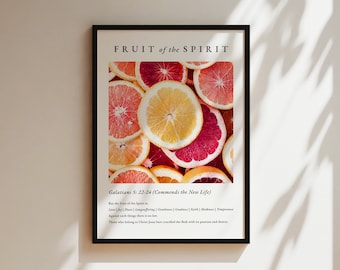 Fruit of the Spirit, Galatians 5, Modern Scripture Bible Verse Print, Bible Verse Poster, Christian Printable Wall Decor, Canvas