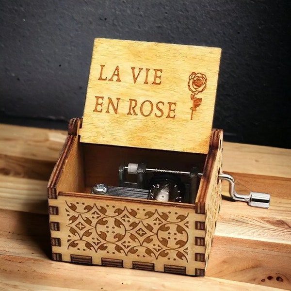 Coffre à musique thème La Vie en Rose - Boîte à musique thème La Vie en Rose, cadeau vintage fait main / cadeau de Noël pour elle ou pour lui