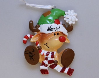 Personalisierter Christbaumschmuck - Rentier Baby - Weihnachtsbaumanhänger - Weihnachtsanhänger mit Namen - Weihnachtsschmuck