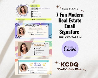 Fun Modern Real Estate Email Signature Template Bundle | Gmail Signature |  Editable Canva Email Marketing | Modern| Professional Realtor