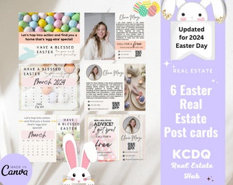 Spring Postcard, Easter Bunny, Real Estate Easter Postcard, Real Estate Farming, Spring Pop By, Canva Template, Real Estate Marketing