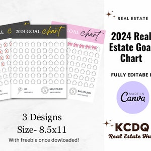 Real Estate Goal Chart,Real Estate Marketing, 2024 Realtor Goal Chart,House Goal Chart Setting 2024, Realtor Sales Tracker, Tracker Template