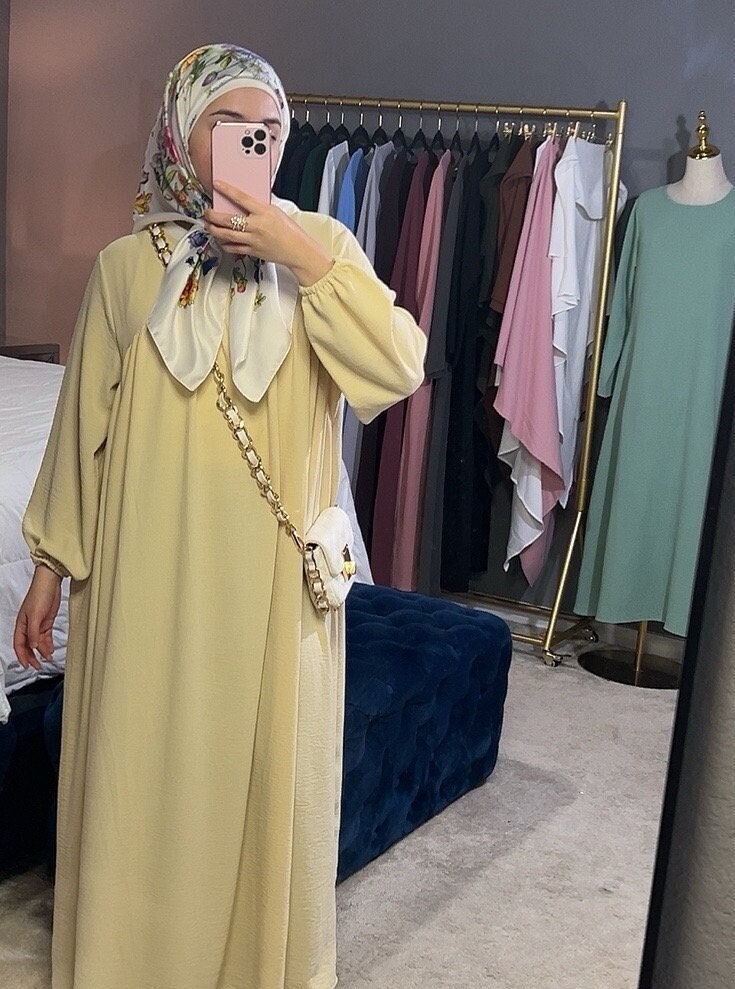 Flattering Dress to Hide Tummy Dress Jilbab Kaftan Abaya Maxi Dress Women's Dress  Dresses for Women Casual Summer Long Sleeve Hair Preppy Dresses (Black, S)  : : Fashion