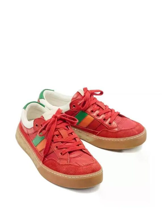 Gucci Red Suede & Nylon Sneakers | Size 5.5 | EU 38.5 | Designer Casual Shoes