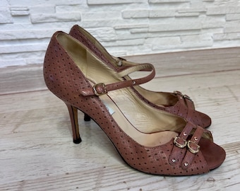 Jimmy Choo Vintage Double Buckle Open Toe Pumps